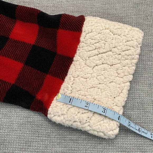 Red Black Buffalo Plaid Sherpa Fleece Robe Womens L Tie Waist Pockets Just Love - Picture 16 of 16